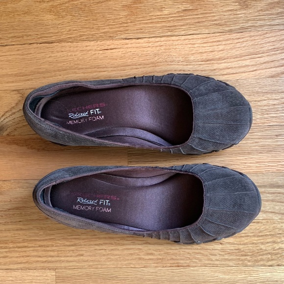 SKETCHERS Dark Brown Suede Size 7.5 Memory Foam Flats - Picture 3 of 10